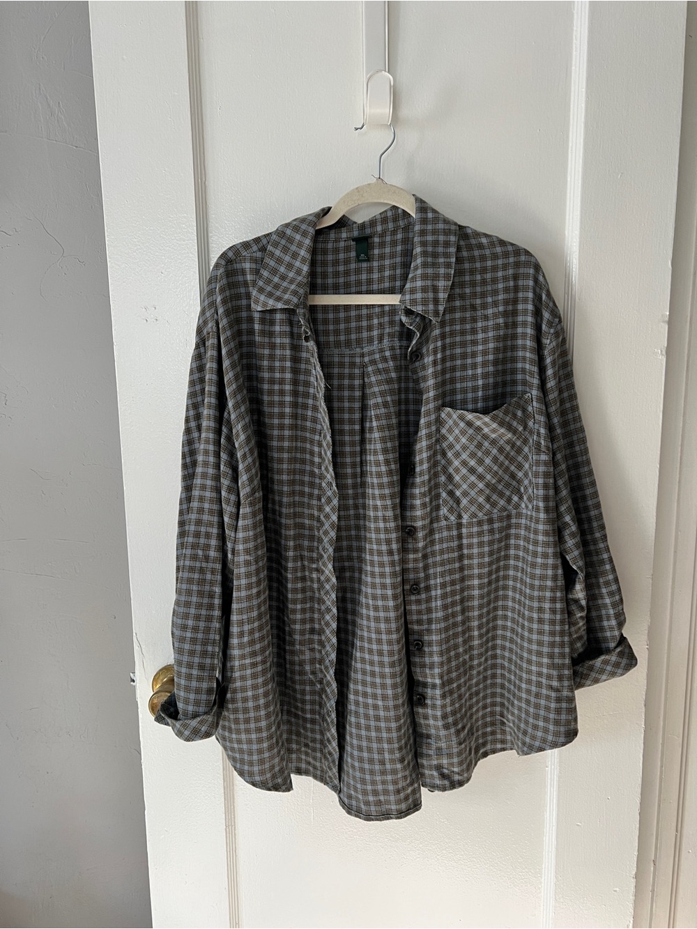 wild fable Light Blue and Brown Plaid Lightweight Shirt Jacket